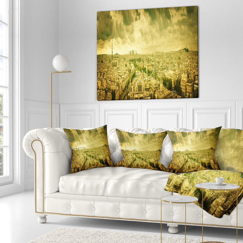 Coussin de panorama à paris avec ciel paysages, 18 po x 18 po, Oreiller européen