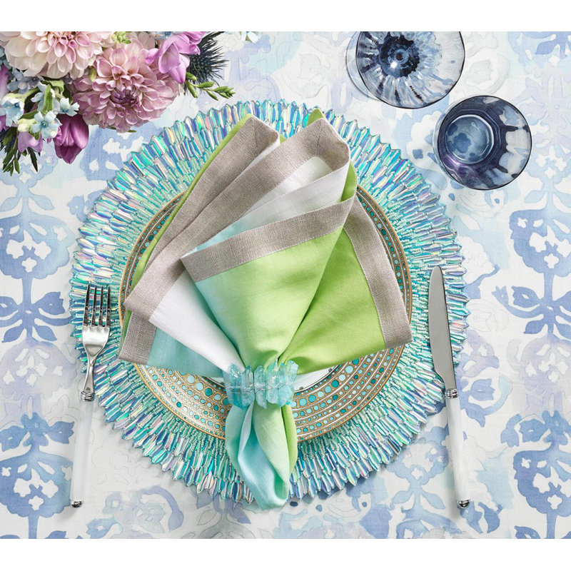 Dip Dye Linen Napkin, Blue/Green