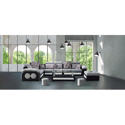 Canapé modulaire réversible en microfibre réversible de 142 po de large Llesica