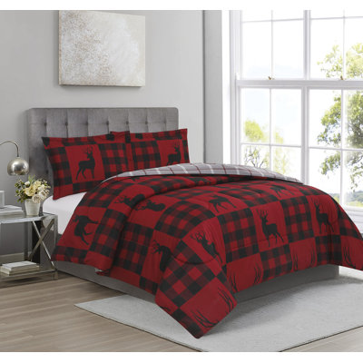 Édredon en microfibre hypoallergénique rouge / noir