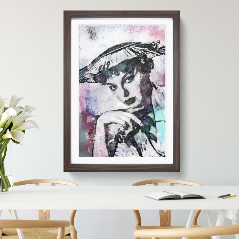 Joan Collins in Abstract - Framed Print, Walnut, 76cm H x 50cm W x 2cm D