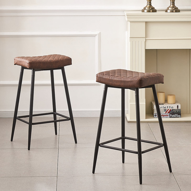 Upholstered Faux Leather 70cm Stool, Brown