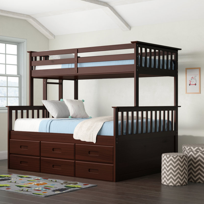 Guilaine Standard Bunk Bed with Trundle by Harriet Bee, Espresso, Simple sur double