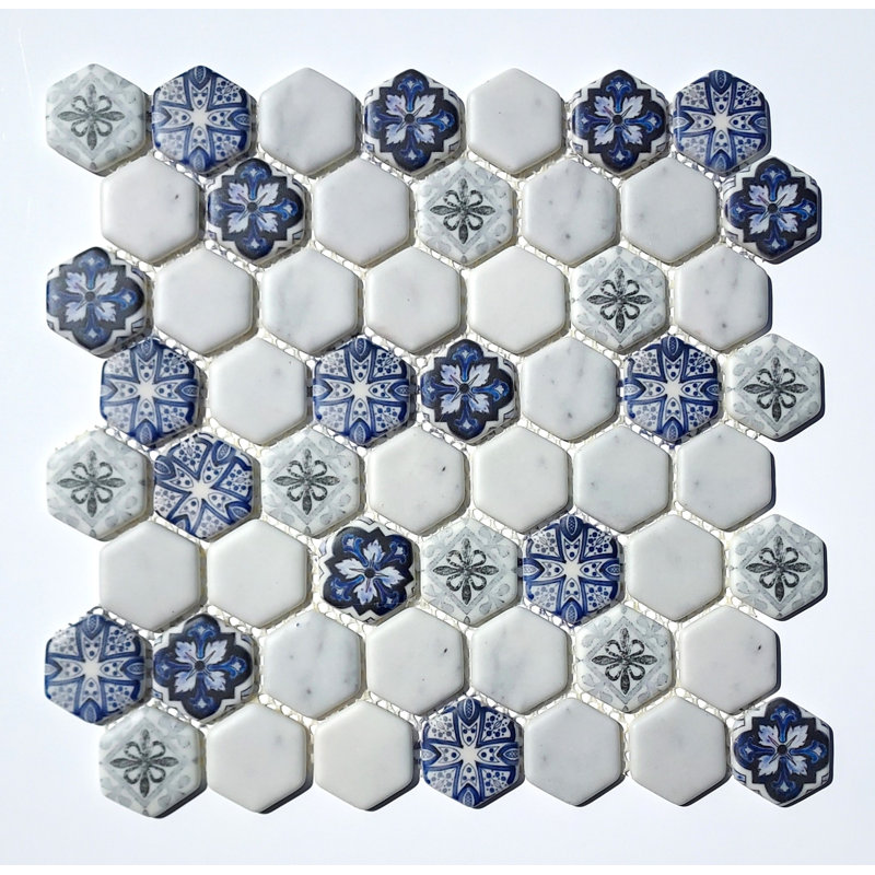 1.5" x 1.5" Glass Honeycomb Mosaic Tile