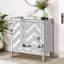 Armoire de rangement en forme de M avec garniture miroir - Argent pour le salon, le vestibule, la cuisine et la salle à manger en verre gris, robuste