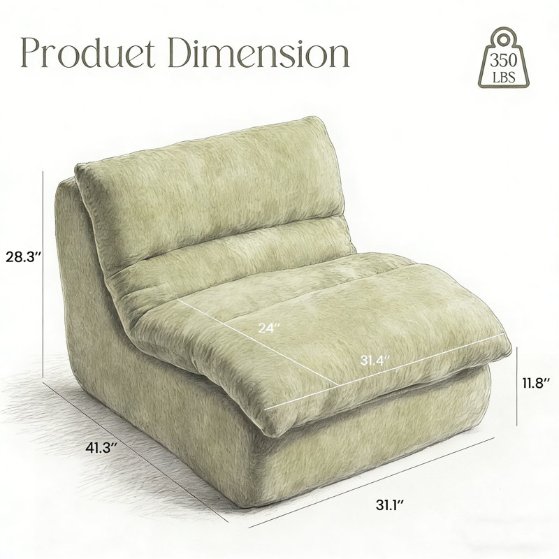 Canapé d'appoint moderne rembourré avec assise rembourrée et design ergonomique, Beige