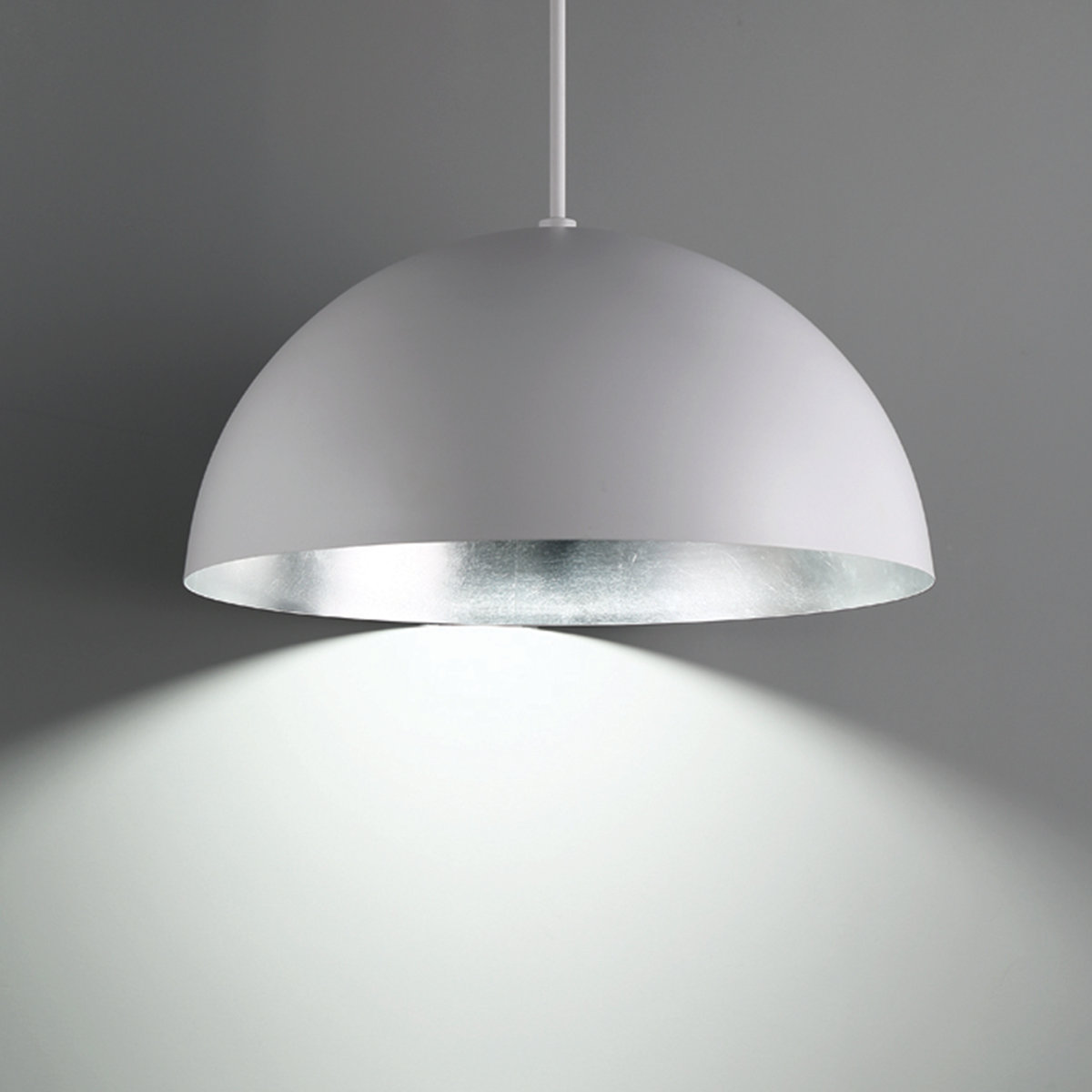 Yolo Single Light Metal Dimmable LED Pendant, Silver, 10.25" H x 19.63" W x 19.63" D