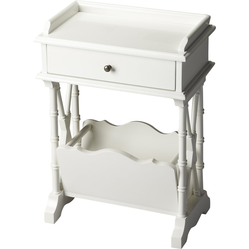 Latoria Trestle End Table, Glossy White