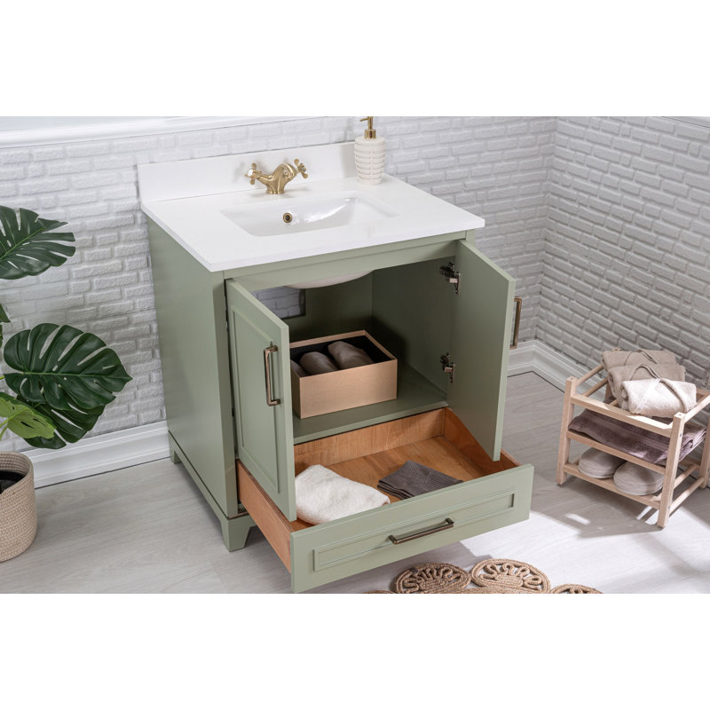 Ensemble de meuble-lavabo simple 29,5 po avec miroir Clararose, Vert