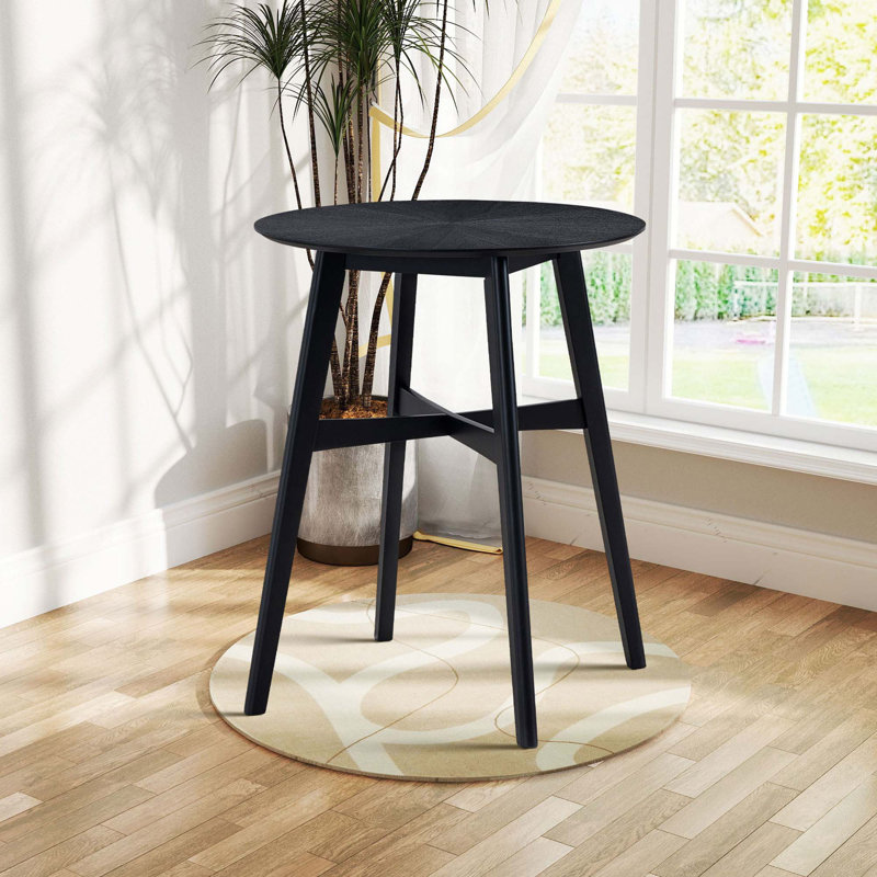 Table de bar ronde surdimensionnée en bois 31,5 ", Noir, noir, noir, noir