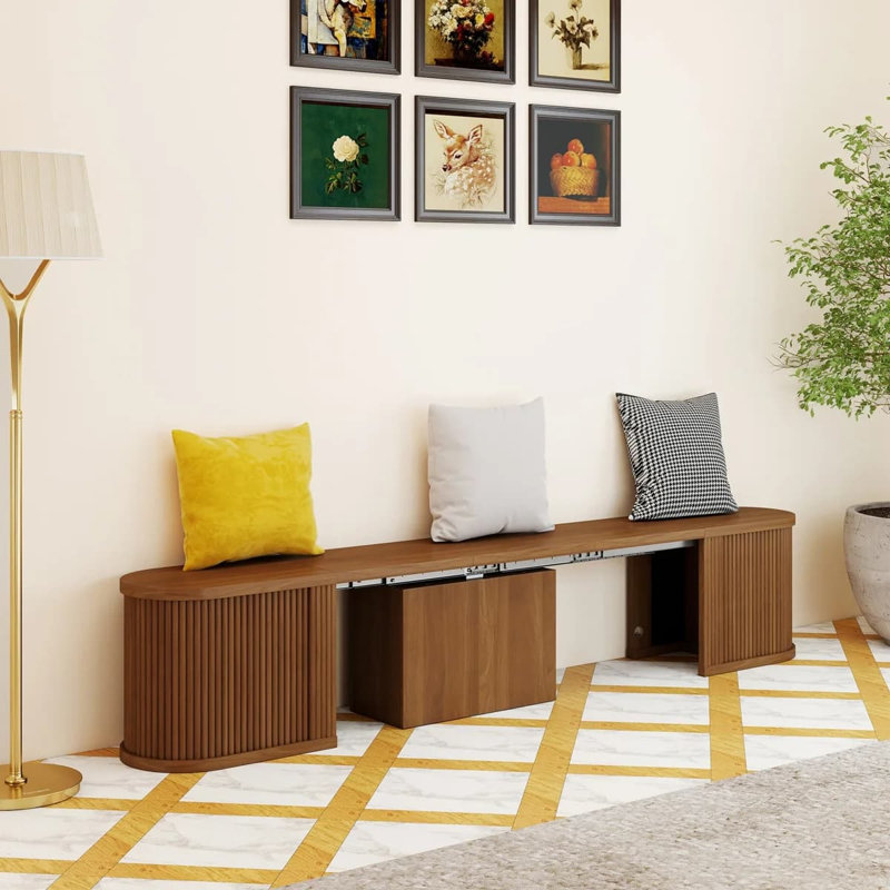 Banc de salle à manger extensible, banc de salle à manger ovale jusqu'à 4 pour la cuisine et la salle à manger, WALNUT