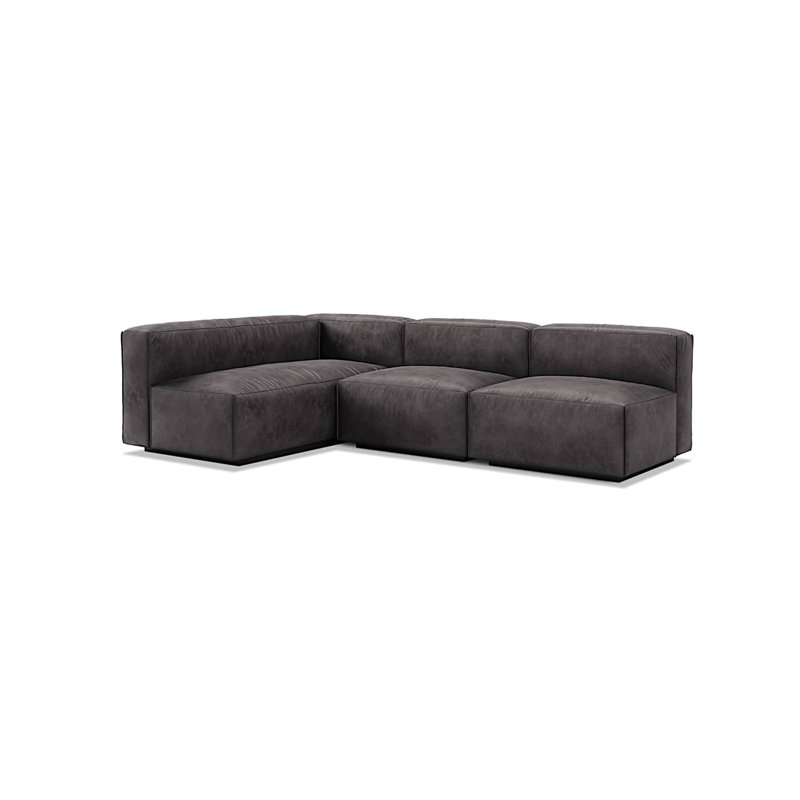 Cleon Modular Sectional, Camel Genuine Leather, Left Hand Facing