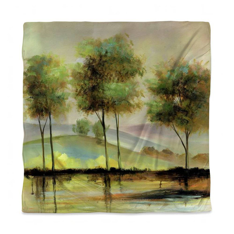 Housse de couette Arbres près du lac vert | Décoration de chambre à coucher