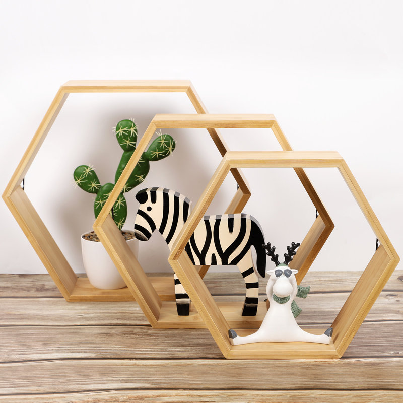 3 Piece Hexagon Floating Shelf
