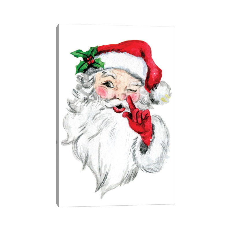 «Santa Head» par Ephrazy graphiques - peinture sur toile tendue, H 12 po x l 8 po x P 0,75 po