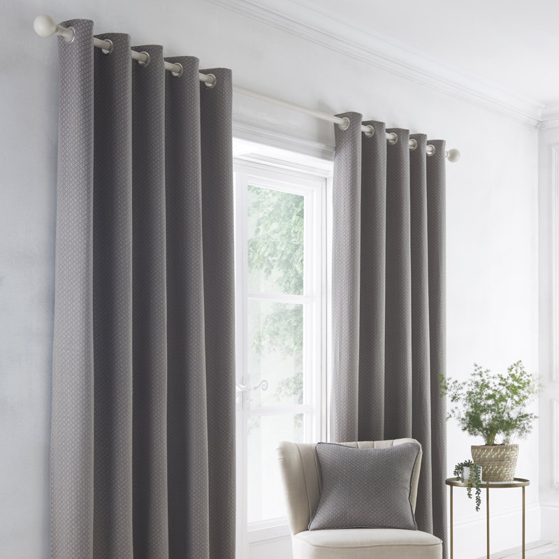 Alejondro Cotton Blend Room Darkening Curtains / Drapes Pair, 229cm W x 229cm L, Grey