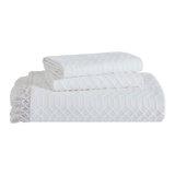 Remi All Season Jacquard Geometric Fringe Cotton-Poly Blend Bedspread Set With Shams