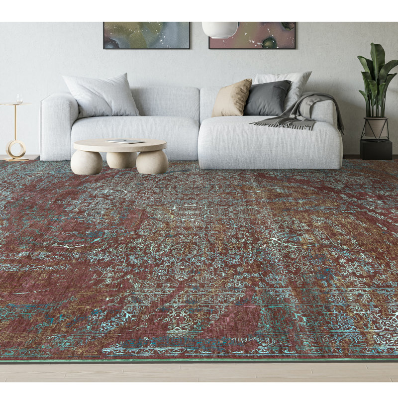 Oriental Area Rug in Rust/Orange/Gray, Rectangle 10' x 14'2"