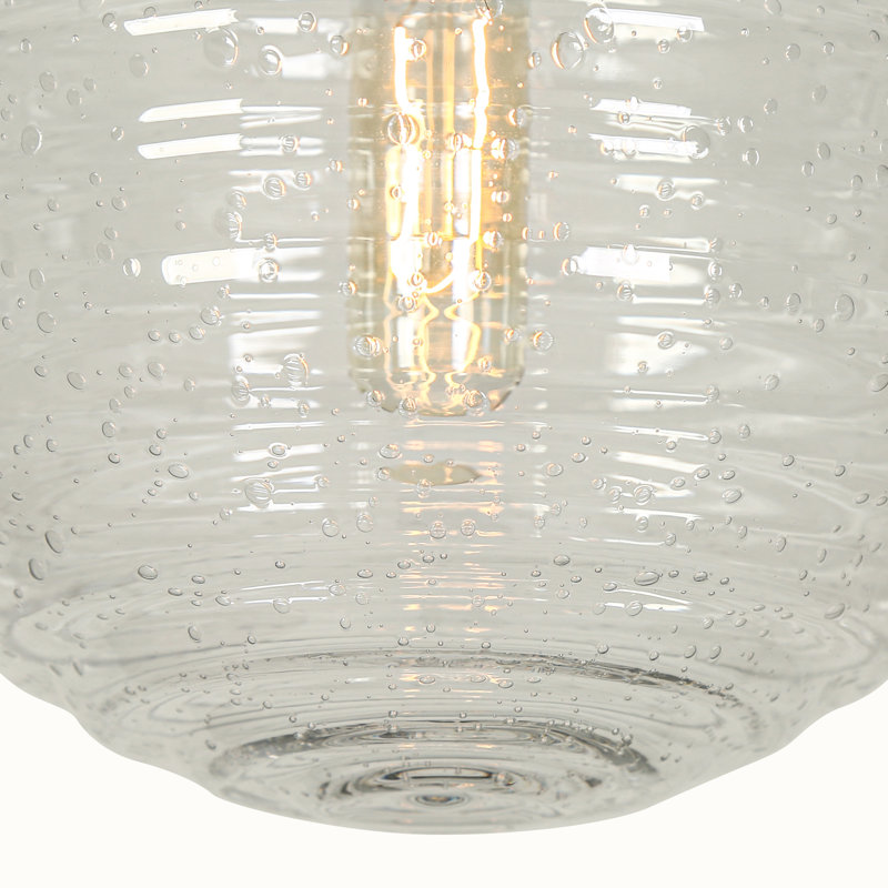 Luminaire suspendu sphérique 1 lumière avec verre bullé 1 lumière