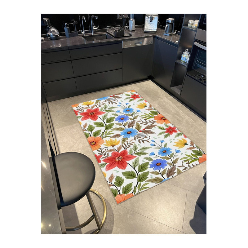 Tapis décoratif coloré à motif floral multicolore, Tapis de couloir 3 pi 3 po x 9 pi 10 po