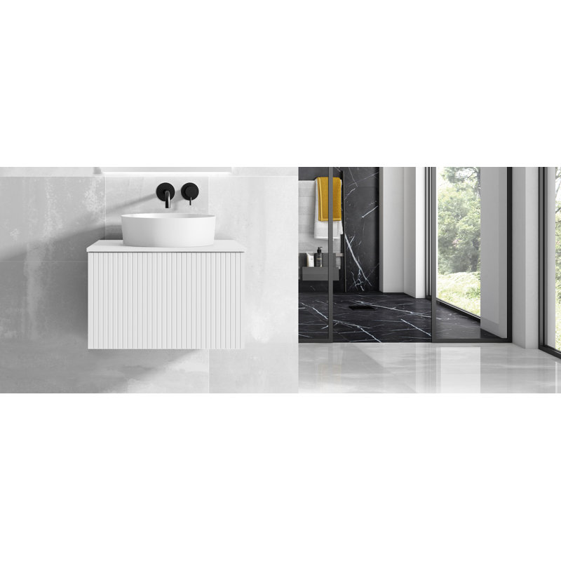Ensemble de meuble-lavabo mural simple 40 po Aleemah, Blanc