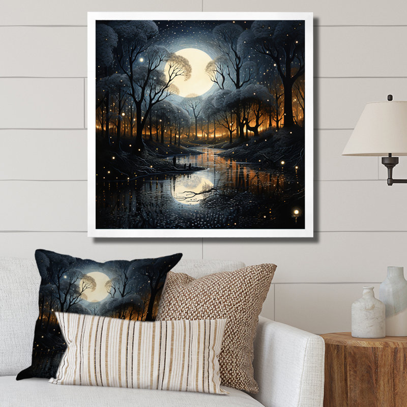 Pont noir au crépuscule - reproduction sur toile, H 36 po x l 36 po x P 1,5 po, Cadre simple blanc