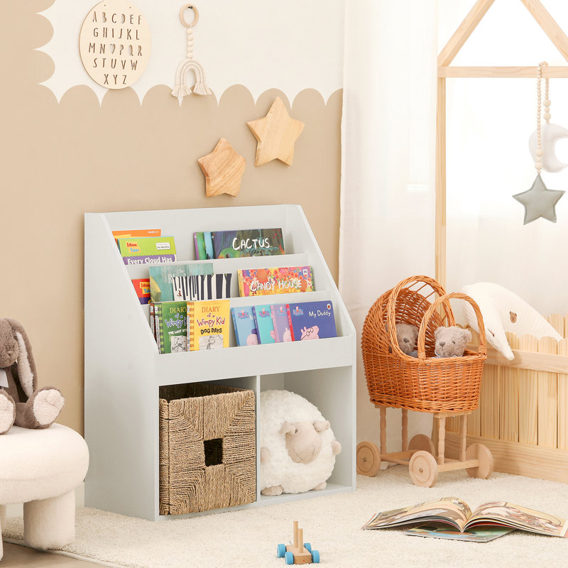 Fifield White Kids Bookcase with 3 Tiers and Toy Storages