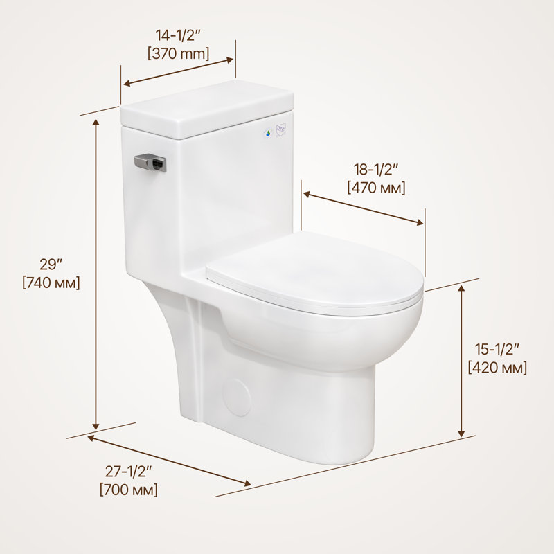 Cantrio Koncepts 800 GPF Elongated Comfort Height Chair Height Floor Mounted One-Piece Toilet with Seat Included