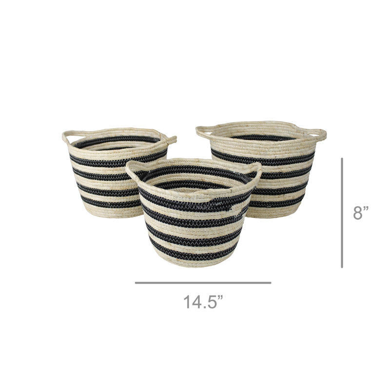 Ensemble de paniers rayés noir et blanc
