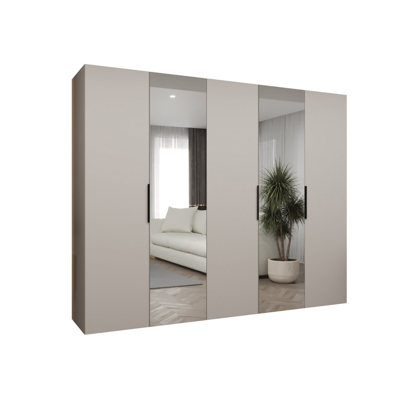 Manufactured Wood Wardrobe, cashmere + handles: black