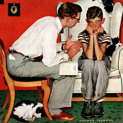 Facts Of Life by Norman Rockwell - Wrapped Canvas Painting