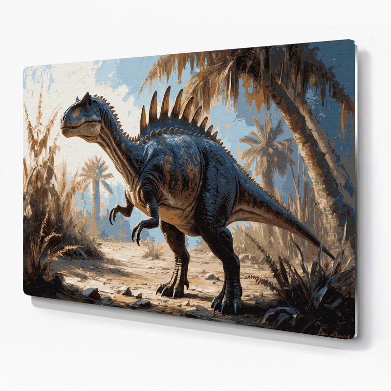 «Dinosaur Amargasaurus», art mural en métal gris, H 11 po x l 14 po
