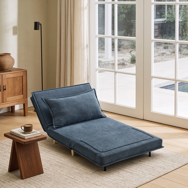 Mikell Upholstered Convertible Sleeper Accent Chair, Blue