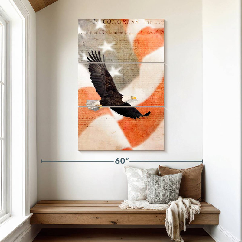 Brampt US Flag Bald Eagle, 50" H x 32" W