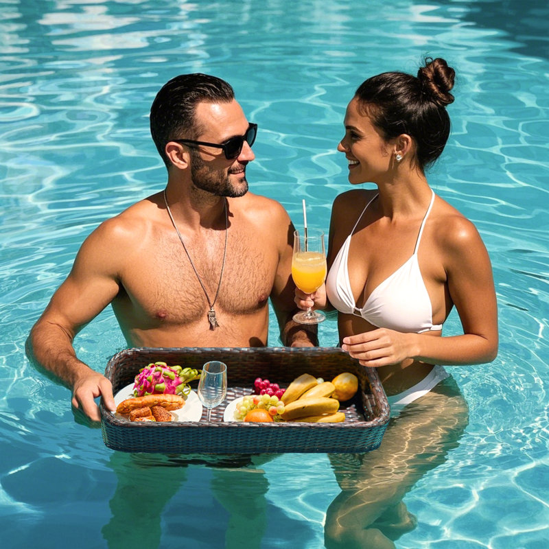 Chole Floating Serving Tray or Decorative Tray for Adults for Sandbars, Spas, Bath, and Parties Pool Serving Drinks, Food on The Water Table,