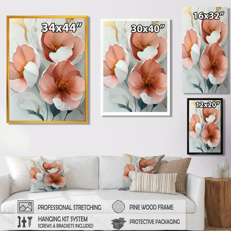 Beale - Floral Canvas Prints, H 40 po x l 30 po, Noir, noir, noir, noir, Reproduction encadrée sans passe-partout