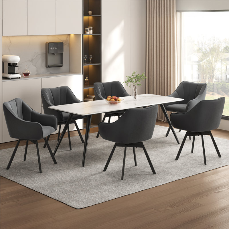 46.5cm H Polyester Upholstered Side Chair, Dark Grey