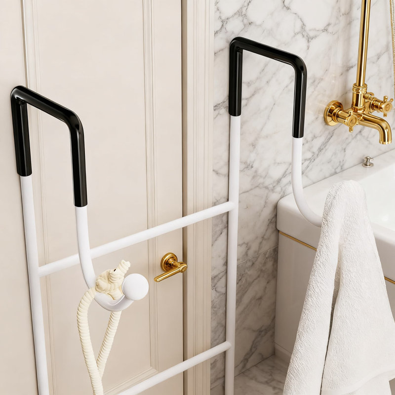 Serviteur de douche au-dessus de la porte avec double porte-savon et 16 crochets, organisateur de salle de bain sans perçage pour shampooing et serviettes