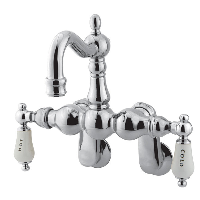 Hot Springs Double Handle Wall Mounted Clawfoot Tub Faucet, Brushed Nickel