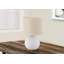 Lighting, H 16 po, lampe de table, abat-jour crème, céramique crème, contemporain