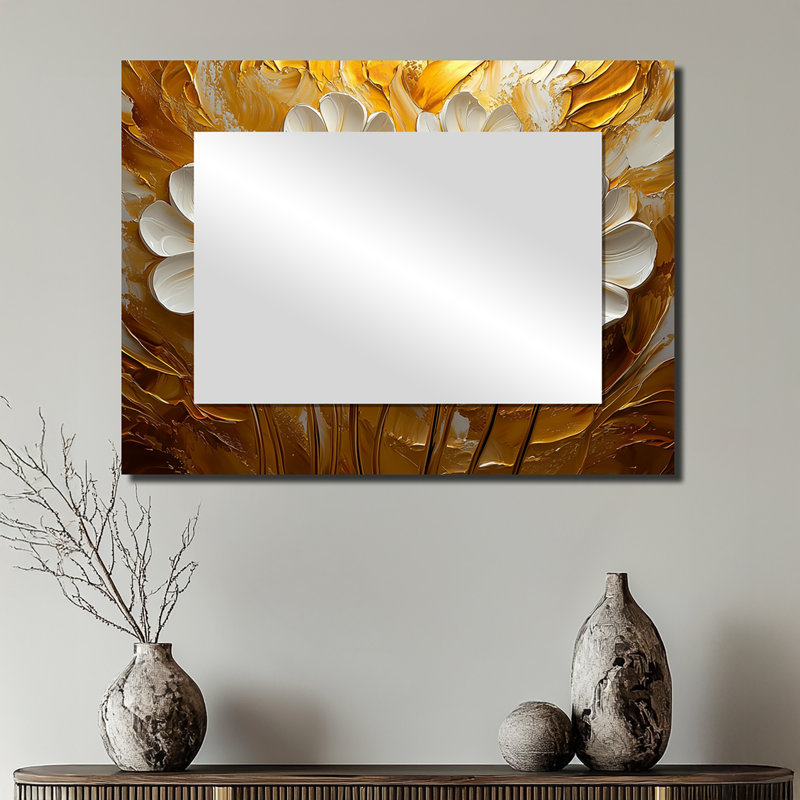 «White and Golden Blossom Trails Wildflowers I», art mural décoratif traditionnel, 24 po x 32 po