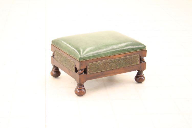 Leather Ottoman, Hair Hide Brown/White, Brushy Bayou, Natural