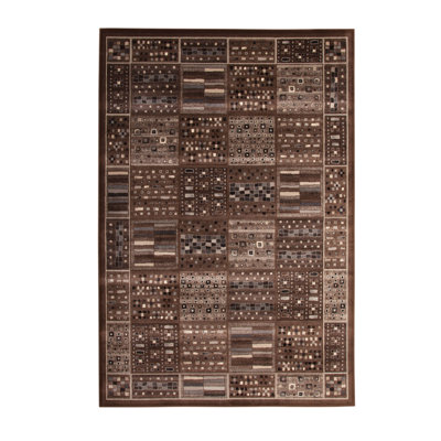Tapis chocolat / ivoire / gris Drexel 8 x 10