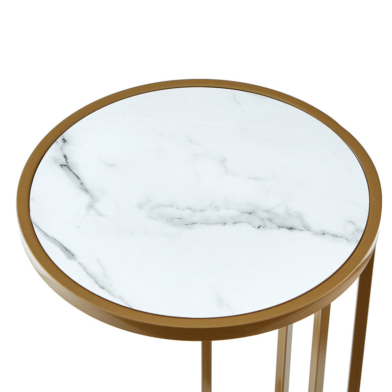 Table de bout Estephen, Blanc, Doré