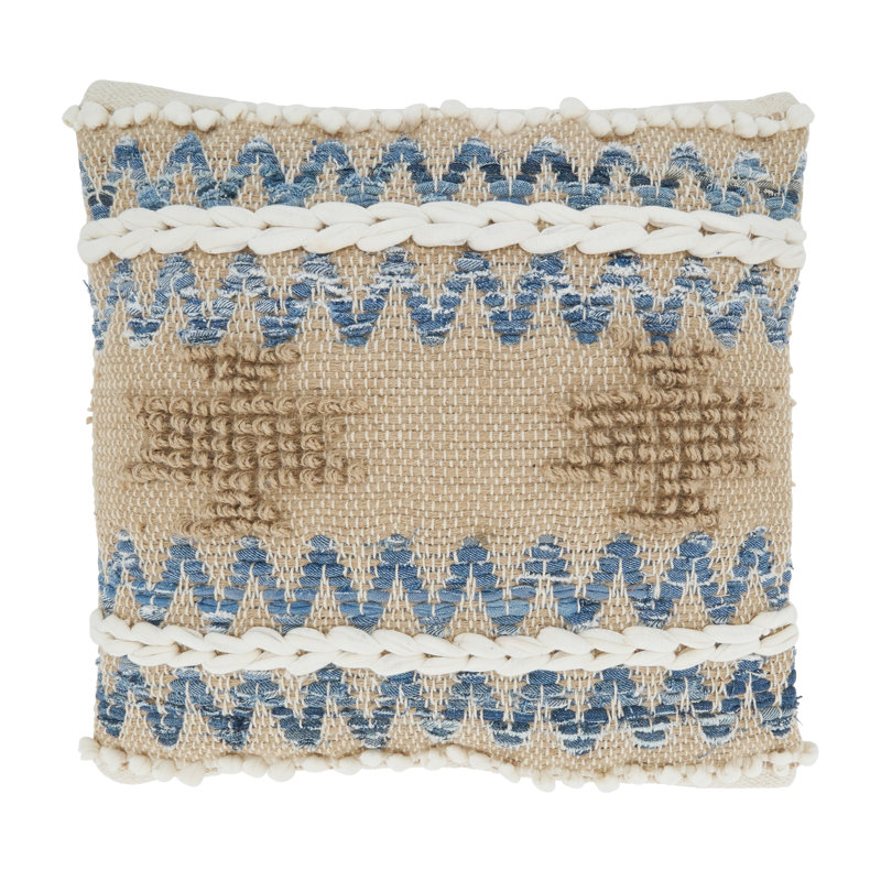 Nautica Collection Pom-poms Cotton Blend Throw Pillow, Down Blend