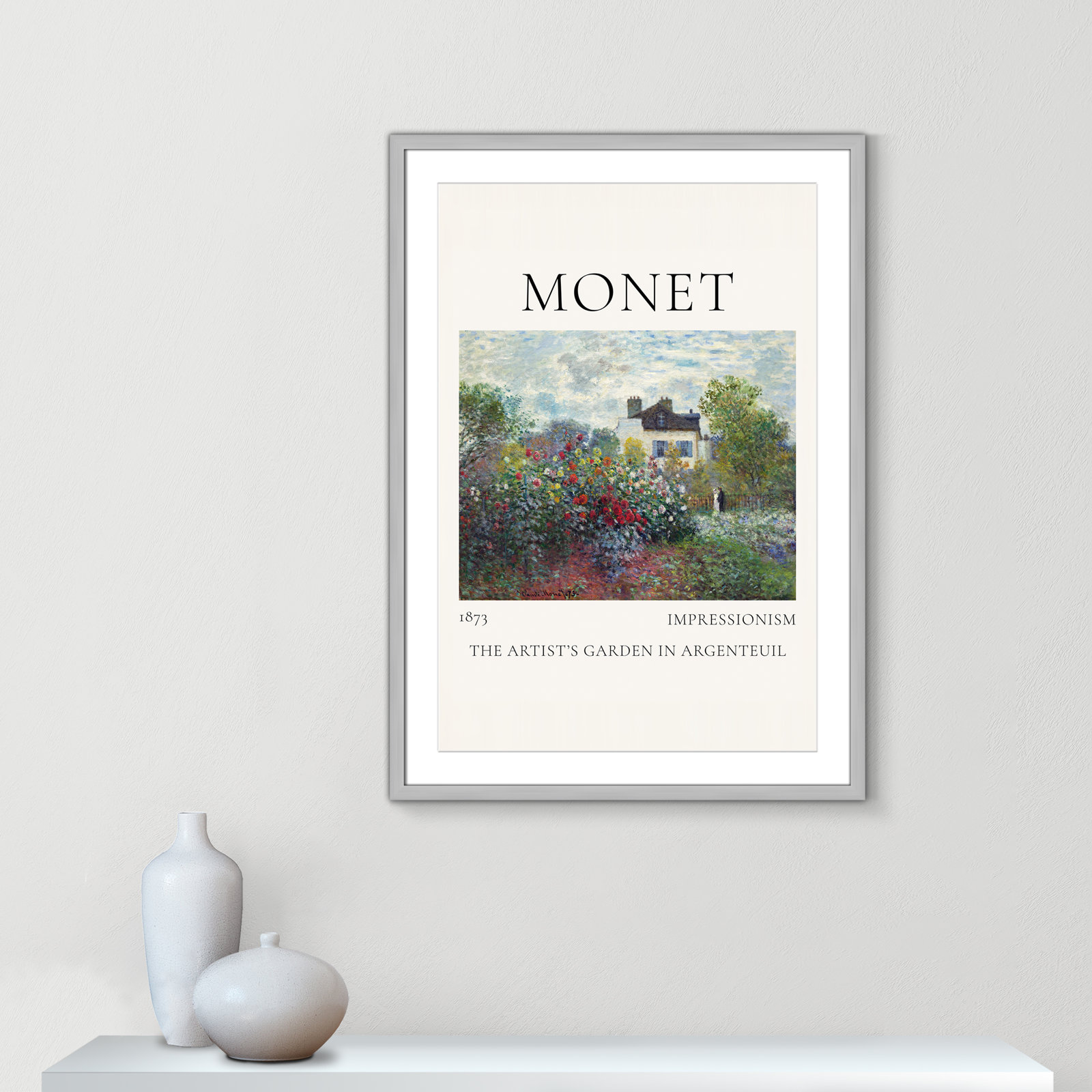 Artists Garden in Argenteuil Print by Claude Monet, Yes, 35.5" H x 25.5" W x 1.25" D, Silver Single Picture Frame