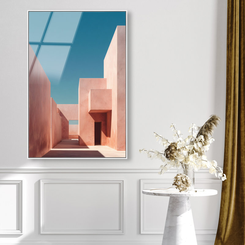 Structured Pink II Print by Oliver Gal, 16"H x 11"W, White Floater Frame