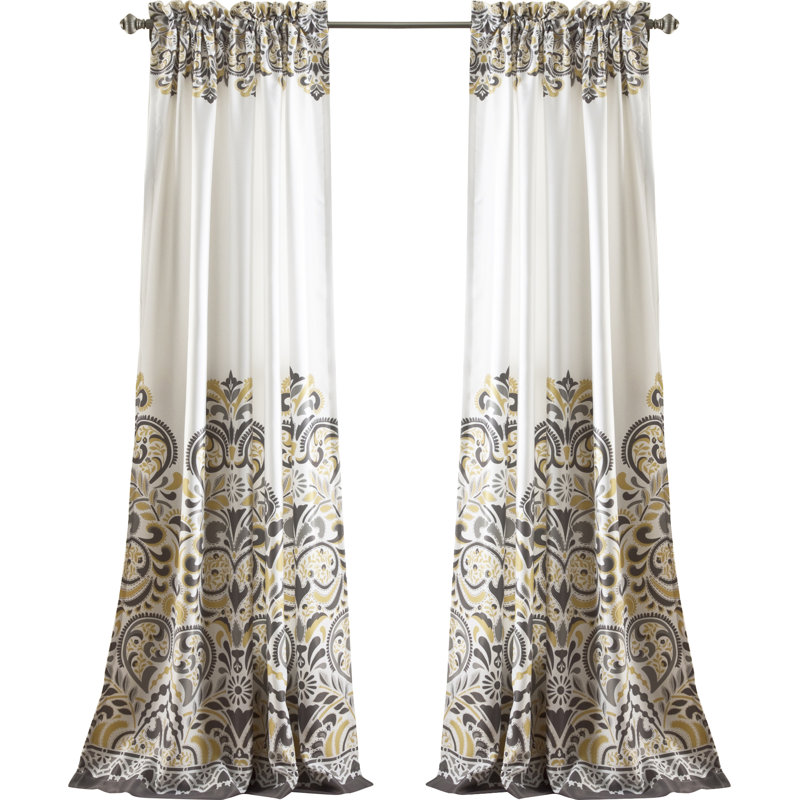 Paire de rideaux obscurcissant et isolant avec passe-tringle Paisley, Jaune/brun, l 52 po x L 84 po