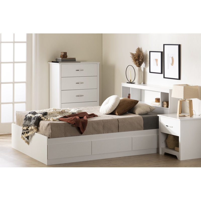Pure White Fusion Full Bookcase Headboard with Storage