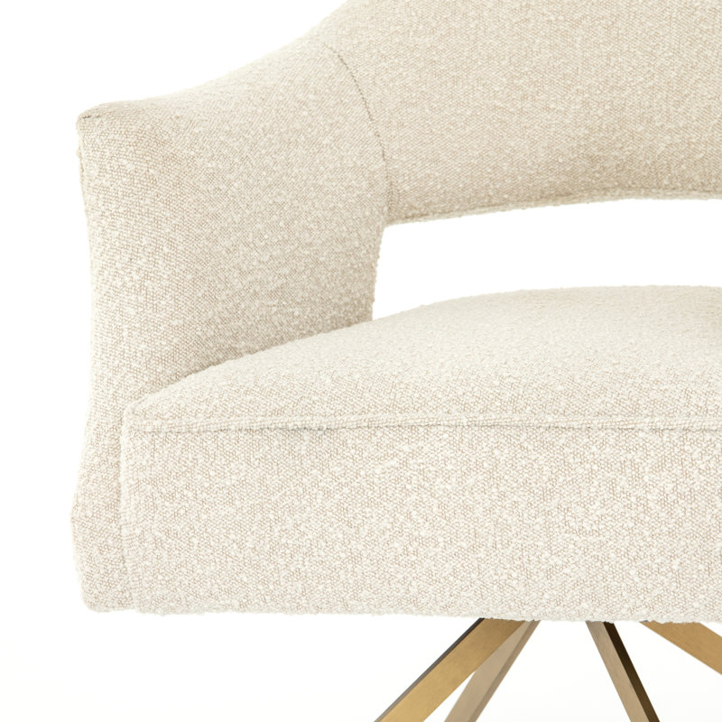Adara Swivel Desk Chairs, Gold, Cream Polyester Blend